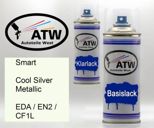 Smart, Cool Silver Metallic, EDA / EN2 / CF1L: 400ml Sprühdose + 400ml Klarlack - Set, von ATW Autoteile West.